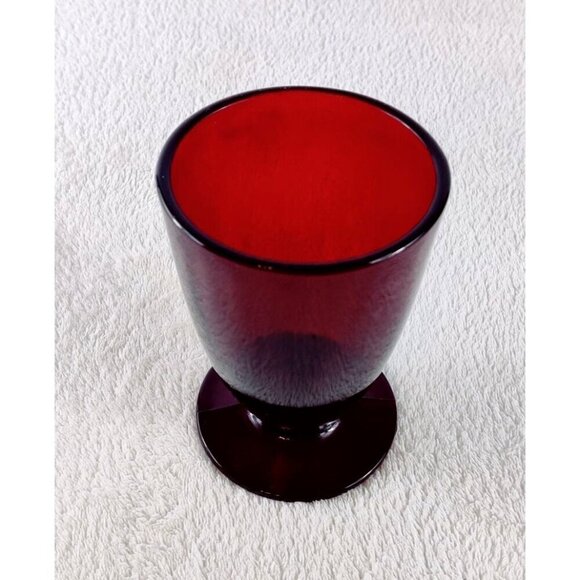 Vintage Anchor Hocking Royal Rubby Red Glass Footed Tumbler Iced Tea MCM 5.5" - Picture 3 of 12